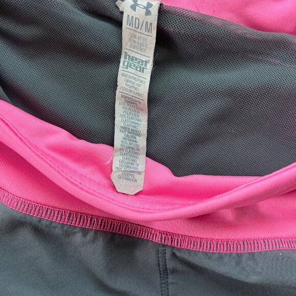 Under Armor Women’s Running Shorts Grey And Pink Heat Gear Size M - Picture 3 of 5